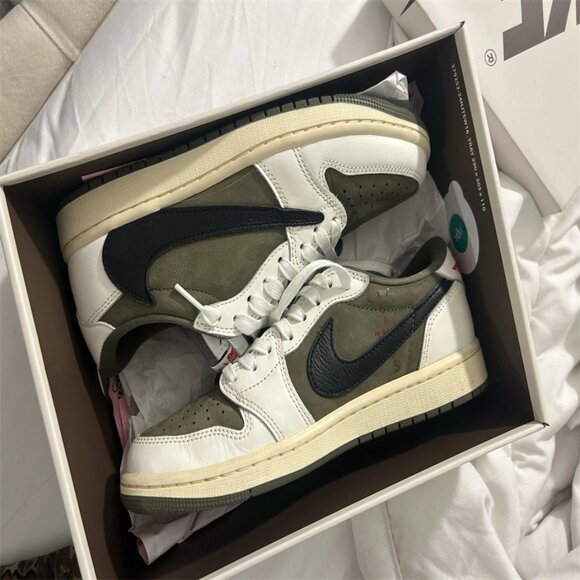 Nike Air Jordan Retro 1 Low OG SP Travis Scott Reverse Olive MEN'S Size 10